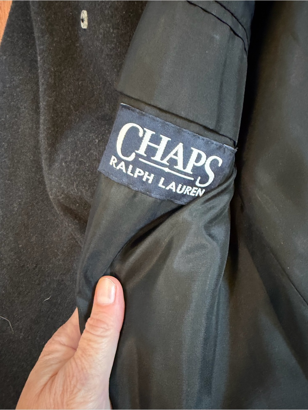 NWT Vintage Ralph Lauren CHAPS Men's Black Wool/cashmere Trench Coat / men’s 44R - Picture 4 of 7